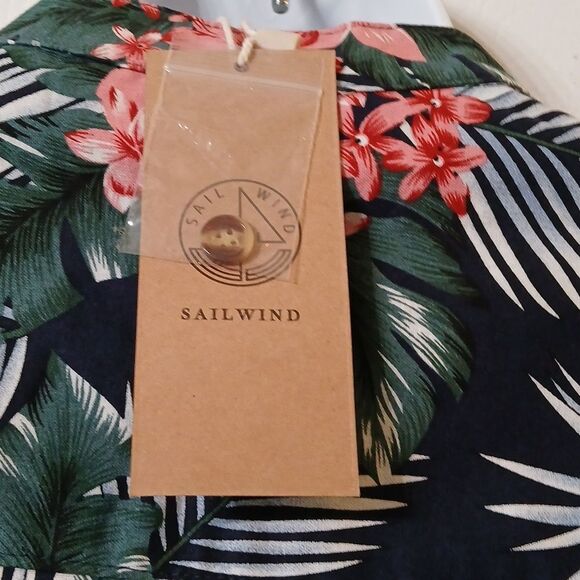 Sail Wind floral tropical cruise button linen blend long sleeve top  Sz L NWT - Picture 5 of 6